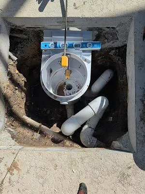 New skimmer being set with a level