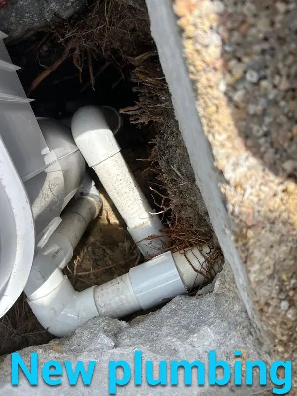 New plumbing connected under the skimmer