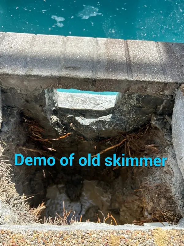 Old pool skimmer cut out of the deck