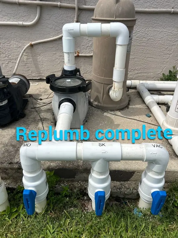 New suction manifold plumbing at the pool pump