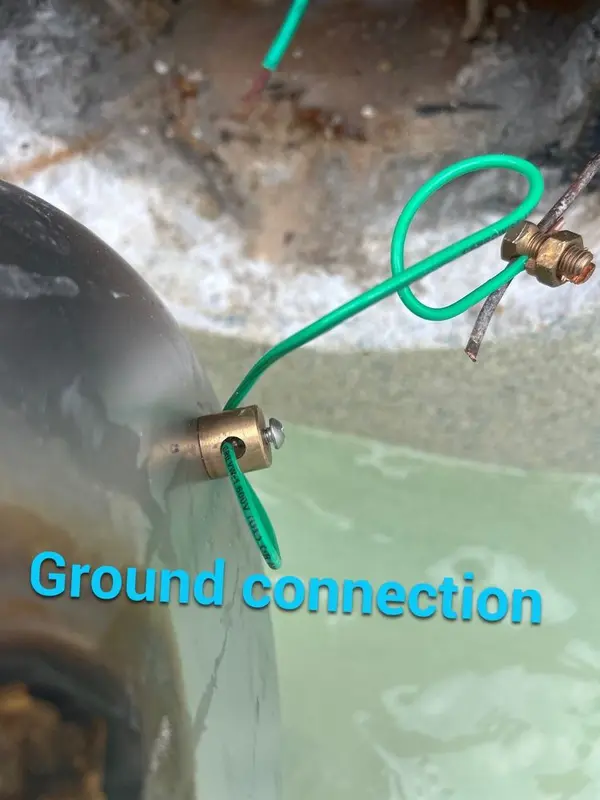 Bonding ground wire connected to a new light niche