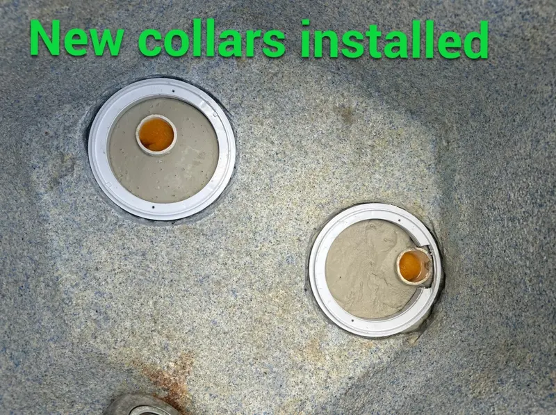 New collars installed around two spa main drains