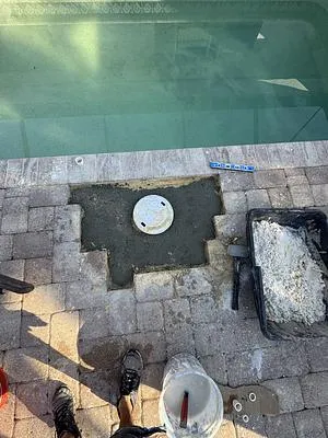 Deck patched around a new skimmer lid