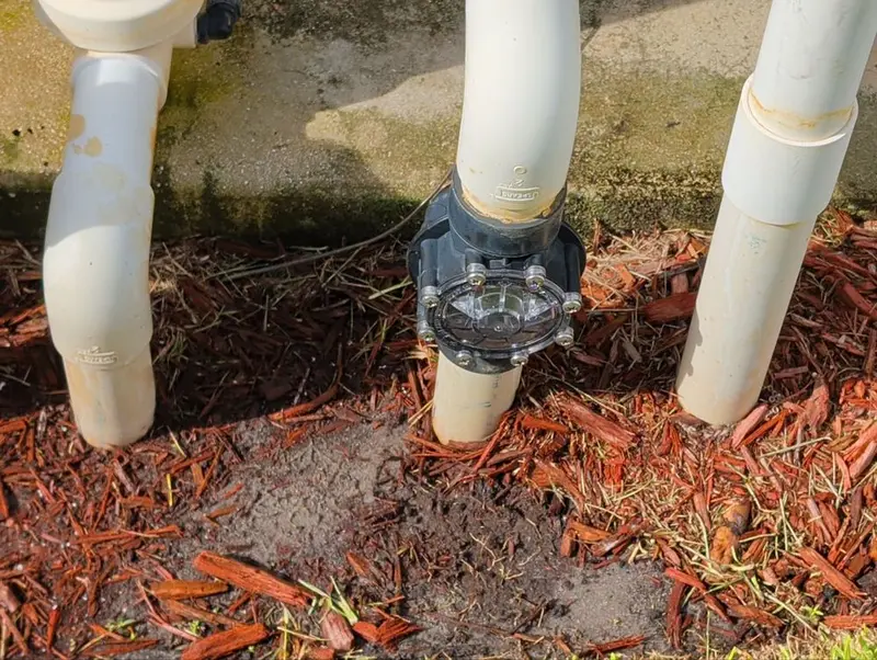 Clear check valve on pool plumbing