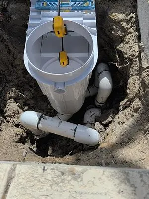 New pool skimmer with a level on top, plumbed in the ground