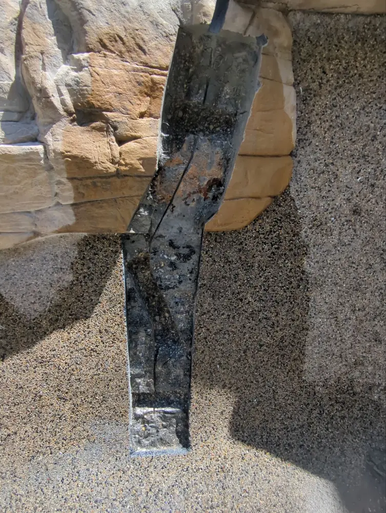 Pool shell crack opened up for structural repair