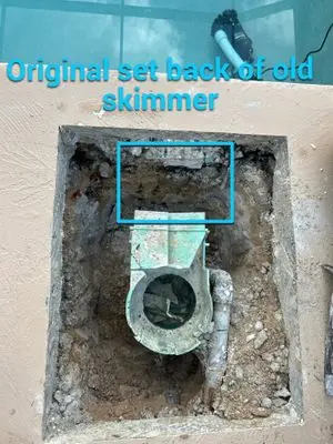 Opening in the deck with the old skimmer position marked