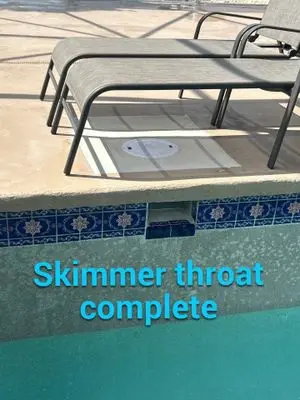 Finished skimmer throat in the pool wall