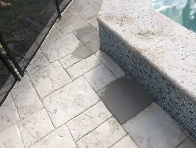 Spa deck patched where the lines were repaired